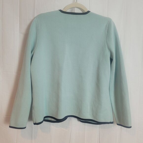 Talbots Knit Sweater Blazer Cardigan Women's Size 1X Light Blue Career Office - Picture 2 of 11
